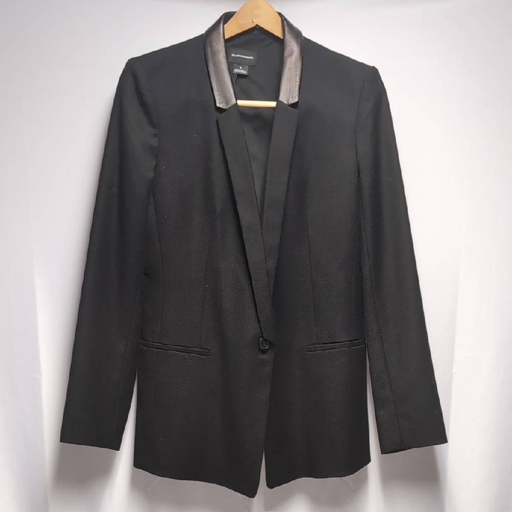 Club Monaco Black Blazer with Leather Accents